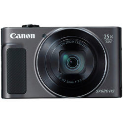 Canon PowerShot SX620 Digital Camera, HD 1080p, 20.2MP, 25x Optical Zoom, Wi-Fi, NFC, 3 Screen Black